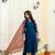 Women navy blue embroidered kurta pant set with multicolor dupatta