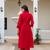 Women red embroidered kurta pant set with multicolor dupatta