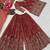 Rust red sequence embroidered sharara suit set for women
