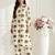 Women new trendy  off-white & mustard yellow elephant print cotton kurta with palazzos