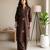 Women new trendy chocolate brown embroidered cotton kurta with palazzos