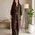 Women new trendy chocolate brown embroidered cotton kurta with palazzos