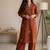 Women new trendy  rust orange embroidered cotton kurta with palazzos