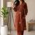Women new trendy  rust orange embroidered cotton kurta with palazzos