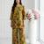 Women new latest  green floral printed crepe kurta with palazzos set