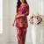 Women new latest  red floral printed crepe kurta with palazzos set