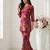Women new latest  red floral printed crepe kurta with palazzos set