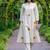 New latest women off-white embroidered cotton a-line kurta with trousers