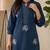 Women blue cotton printed kurta with trousers co-ord set