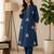 Women blue cotton printed kurta with trousers co-ord set