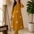 Women mustard cotton printed kurta with trousers co-ord set