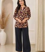 Women new latest  animal print crepe top with palazzo set