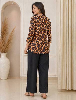 Women latest animal print crepe top with palazzo set 3