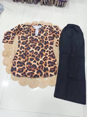 Women latest animal print crepe top with palazzo set 4