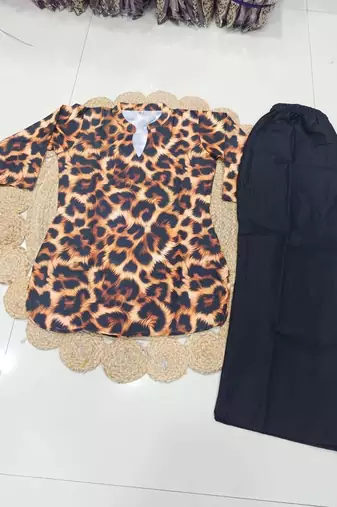 Women latest animal print crepe top with palazzo set