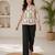 Women white & yellow floral printed cotton kurti with black palazzo set