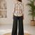 Women white & yellow floral printed cotton kurti with black palazzo set