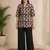 Women coffee brown & peach floral printed cotton kurti with black wide-leg palazzo set
