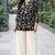 Womens new trendy black floral printed short kurti with beige palazzo set
