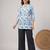 Womens new trendy blue floral printed short kurti with beige palazzo set