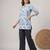 Womens new trendy blue floral printed short kurti with beige palazzo set