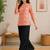 Womens new trendy orange floral printed short kurti with beige palazzo set