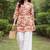 Womens new trendy orange  flower floral printed short kurti with beige palazzo set