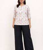 Womens new trendy pink  flower floral printed short kurti with beige palazzo set