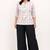 Womens new trendy pink  flower floral printed short kurti with beige palazzo set