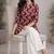 Womens new trendy red  flower floral printed short kurti with beige palazzo set