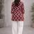 Womens new trendy red  flower floral printed short kurti with beige palazzo set