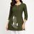 Womens new latest  cotton mehendi green floral embroidered short kurti