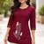 Womens new latest  cotton wine floral embroidered short kurti