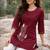 Womens new latest  cotton wine floral embroidered short kurti