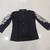 Women trendy  black cotton button-down top with white contrast embroidered sleeves