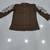 Women trendy  brown cotton button-down top with white contrast embroidered sleeves