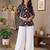 Women black  beige floral printed cotton kurti with white wide-leg palazzo set