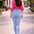 Women trendy  pink cotton button-down top with white contrast embroidered sleeves