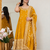 Yellow vichitra silk party wear embroidery anarkali suit set