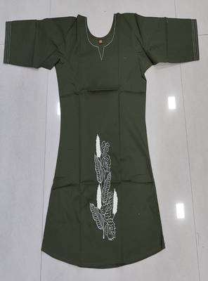 Womens latest cotton mehendi green floral embroidered short kurti 4