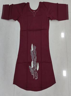Womens  cotton wine floral embroidered short kurti 4