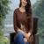 Womens new latest  cotton brown  floral embroidered short kurti