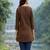 Womens new latest  cotton brown  floral embroidered short kurti