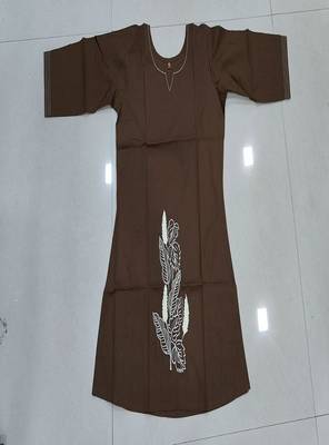 Womens  cotton brown floral embroidered short kurti 4