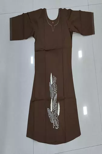 Womens new latest cotton brown floral embroidered short kurti