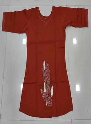 Womens  cotton orange floral embroidered short kurti 4