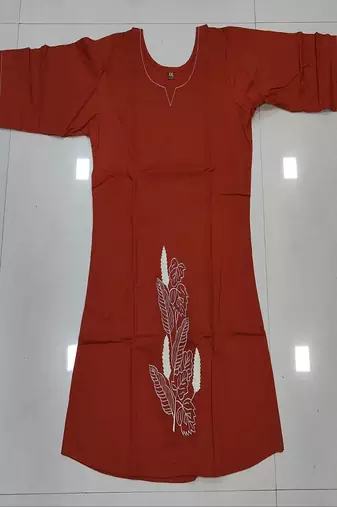 Womens new latest cotton orange floral embroidered short kurti