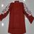 Women trendy  rust cotton button-down top with white contrast embroidered sleeves