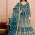 Teal-blue embroidery & sequins free size stitched kurta set for women