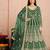 Green embroidery & sequins free size stitched kurta set for women
